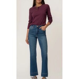 Kut from the Kloth Kelsey Fab Ab Ankle Flare Jeans Blue 14 New With Tags